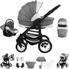 Bebebi Florenz | 3 in 1 Kombi Kinderwagen Set | Luftreifen Galileo Lightgrey Black