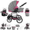 Bebebi Florenz | 3 in 1 Kombi Kinderwagen Set | Luftreifen Davanzati Pink White