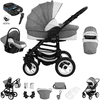 Bebebi Florenz | ISOFIX Basis & Autositz | 4 in 1 Kombi Kinderwagen | Luftreifen Galileo Lightgrey Black