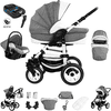 Bebebi Florenz | ISOFIX Basis & Autositz | 4 in 1 Kombi Kinderwagen | Luftreifen Galileo Lightgrey White