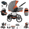 Bebebi Florenz | ISOFIX Basis & Autositz | 4 in 1 Kombi Kinderwagen | Luftreifen Spirito Orange White