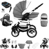 Bebebi Florenz | 4 in 1 Kinderwagen Komplettset | ISOFIX Basis | Hartgummireifen Galileo Lightgrey White