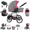 Bebebi Florenz | 4 in 1 Kinderwagen Komplettset | ISOFIX Basis | Hartgummireifen Davanzati Pink White