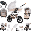 Friedrich Hugo Hamburg | 4 in 1 Kinderwagen Komplettset | ISOFIX Basis | Hartgummireifen Cream & Beige