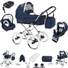 Bebebi Loving | 4 in 1 Kinderwagen Komplettset | ISOFIX Basis | Nostalgie Kinderwagen Blue Tender