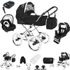 Bebebi Loving | 4 in 1 Kinderwagen Komplettset | ISOFIX Basis | Nostalgie Kinderwagen Black Tender