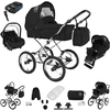Bebebi Loving | 4 in 1 Kinderwagen Komplettset | ISOFIX Basis | Nostalgie Kinderwagen Black Ardent Peak