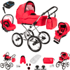Bebebi Loving | 4 in 1 Kinderwagen Komplettset | ISOFIX Basis | Nostalgie Kinderwagen Red Ardent Peak