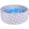 knorr toys® Bällebad soft - "Grey white stars" - 300 balls soft blue/blue/transparent grau