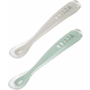 BEABA  ® Baby spoon set of 2 silicone 2nd age, velvet grey/ sage green
