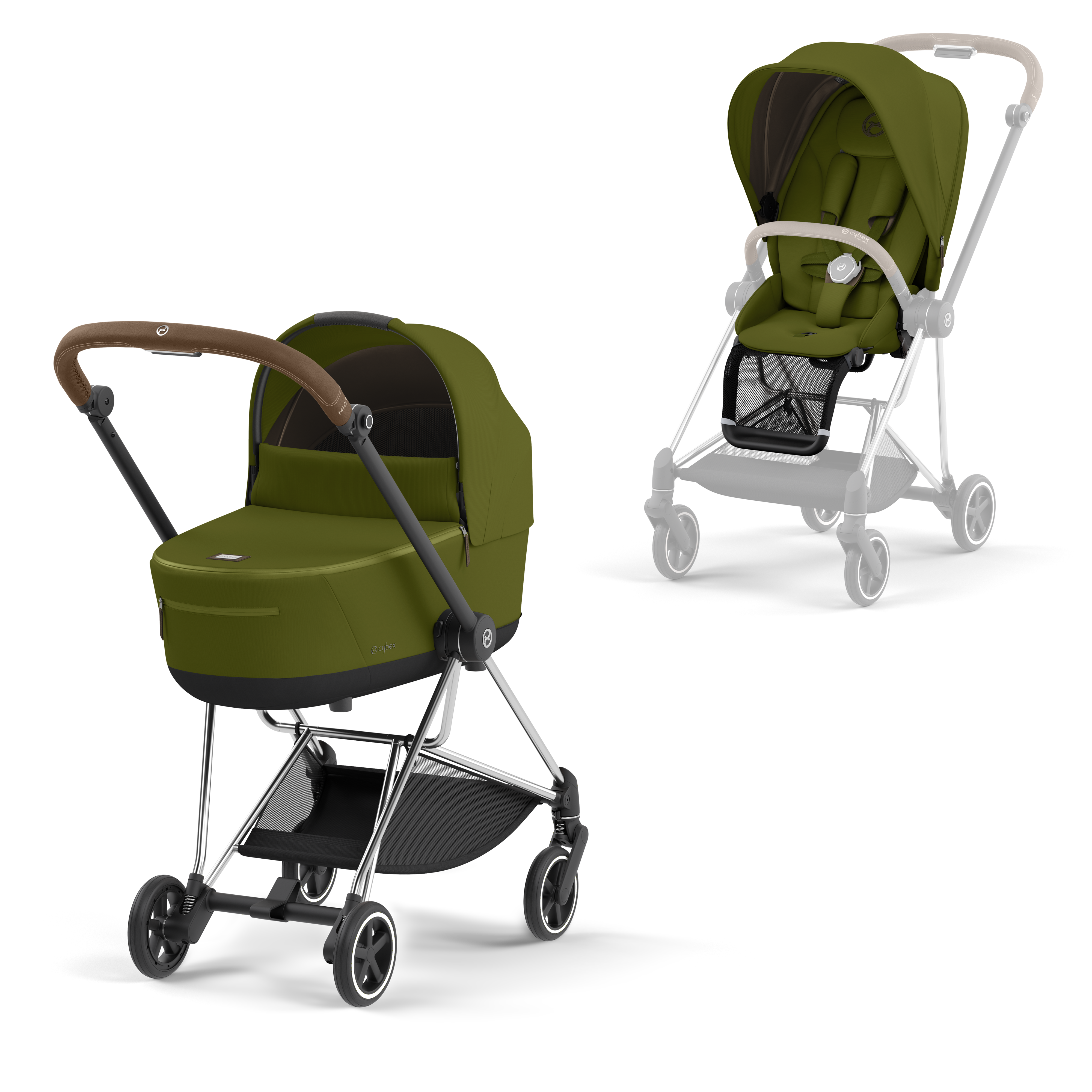 cybex PLATINUM Kombikinderwagen New Mios Chrome Brown Khaki Green