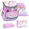 Belmil Schulranzen Mini Fit Schulranzen Set 4-teilig mit Brustgurt Rainbow Unicorn