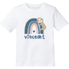 Schnullireich Kinder T-Shirt mit Namen (Kurzarm) Blauer Regenbogen Weiß