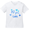 Schnullireich Baby T-Shirt (Kurzarm) mit Namen Weiß – I Love You Weiß