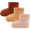 Ewers Babysocken 3er-Pack Rippe/Umschlag rosa/gelb/dunkelrost