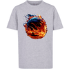 F4NT4STIC T-Shirt Basketball On Fire Sport TEE UNISEX heather grey