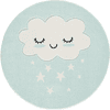 LIVONE Tapis enfant Kids love Rugs nuage rond menthe/blanc