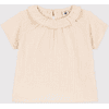 Petit Bateau Blouse bébé manches courtes gaze coton beige avalanche