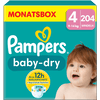 Pampers Pañales Baby-Dry, talla 4, 9-14 kg, caja mensual (1 x 204 pañales)