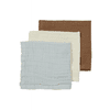 MEYCO Muslin Burp Cloths 3-Pack Uni Off white / Light Blue/Toffee