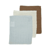 MEYCO Muslin-vaskekluter i 3-pakning Uni Off white / Light Blå/Toffee