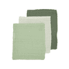 MEYCO Paquete de 3 guantes de muselina para lavar Uni Off white /Soft Green / Forest Green 