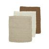 MEYCO Muslin Washandjes 3-Pack Uni Off white / Sand /Toffee