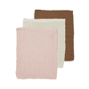 MEYCO Muslin Washandjes 3-Pack Uni Off white / Sand /Toffee