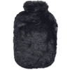 fashy ® Varmvattenflaska med fleeceöverdrag 2,0L, svart