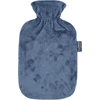 fashy ® Varmvannsflaske 2L med fleecetrekk og broderi, stålblå