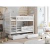 Kids Collective Hochbett 80x180 | 90x200 Etagenbett mit 2 Schubladen, Lattenrost, Rausfallschutz weiß mit 2 Matratzen