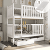 Kids Collective Hochbett 80x180 | 90x200 Etagenbett umbaubar in 2 Einzelbetten, Schubladen weiß mit 2 Matratzen