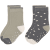 LÄSSIG Chaussettes antidérapantes pour enfants, pack de 2, anthracite olive