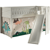 VIPACK Lit mezzanine enfant rideau SCOTT Dino blanc 90x200 cm