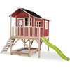EXIT Maison cabane de jardin enfant toboggan Loft 550 bois rouge