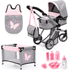 bayer Design Mega Set wózek dla lalek combi szary/różowy