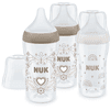 NUK Perfect Match set van 3 flessen met temperatuur Control 260 ml vanaf 3 maanden in wit en beige