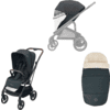 MAXI COSI carrito de bebé Set Leona 2 Essential Graphite & MAXI COSI 2 en 1 Saco cubrepiernas de invierno y MAXI COSI protecctor de lluvia comfort black