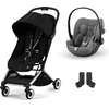 cybex GOLD Silver Black i-Size Adapter Orfeo barnevogn Moon inklusive Cloud G babyautostol Lava Grey med babyautostol og