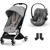 cybex GOLD Kinderwagen Orfeo Silver Lava Grey inklusive Babyschale Cloud G i-Size Lava Grey und Adapter 