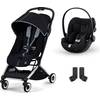 cybex GOLD Orfeo kinderwagen Silver Ocean Blauw inclusief Cloud G babyautostoeltje i-Size Moon Black met babyautostoeltje en Adapter 