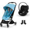 cybex GOLD Kinderwagen Orfeo Silver Beach Blue inklusive Babyschale Cloud G i-Size Moon Black und Adapter 