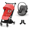 cybex GOLD Buggy Libelle Hibiscus Red inklusive autostol Cloud G i-Size Lava Grey og Adapter 