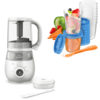 Philips Avent Babynahrungszubereiter 4-in-1 Dampfgarer und Mixer SCF885/01 in grün inkl. Aufbewahrungssystem für Babynahrung SCF721/20