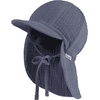 Sterntaler Cappello con protezione del collo in velluto, grigio/blu