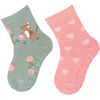 Sterntaler Lot de deux chaussettes ABS souris/coeurs vert pierre