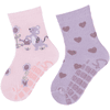 Sterntaler Lot de deux chaussettes ABS souris/coeurs roses 