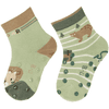 Sterntaler ABS batolecí ponožky dvojité balení lev/medvěd světle zelená 