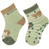 Sterntaler Chaussettes de bébé ABS pack double lion/ours vert pâle 