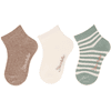 Sterntaler Korte sokken 3-pack rib bruin melange 
